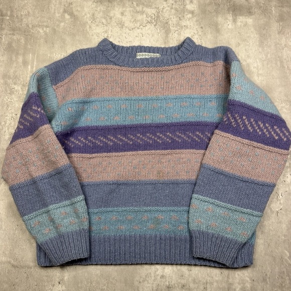 Nomadic Traders Sweaters - Nomadic Traders Sweater Womens S Pastel Striped Hand Knit 100% Wool VTG Peru